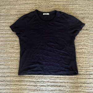 Buck Mason Navy Boxy Cropped Tee